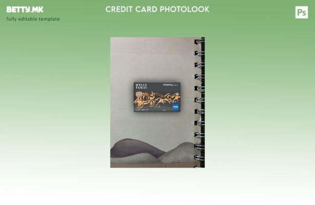 модерен стил USA Wells Fargo банка AMEX Card photolook преден шаблон